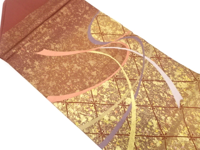 引箔　熨斗に箔散らし模様織り出し名古屋帯